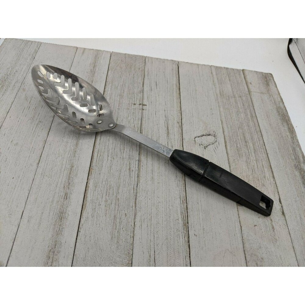 Star Stainless Serving Slotted Spoon  11 1/2" Vintage Black Handle